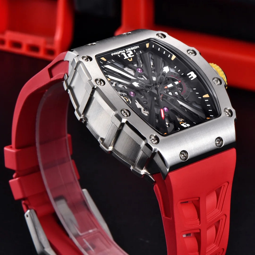 Reloj de cuarzo para hombre PAGANI DESIGN 2026 nuevo, movimiento VH65, esfera esqueleto, resistente al agua 100M, deportivo rectangular, cristal de zafiro