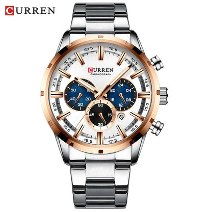 CURREN Top Brand Luxury Military Leather Wrist Watch Casual Sport Watches for Men Blue Man Clock Fashion Chronograph Wristwatch