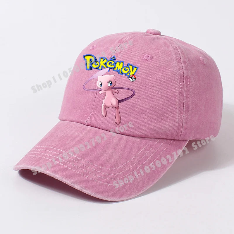 Pokémonové bejzbalové čiapky Pikachu Kawaii Anime postavičky Slnečné klobúky Letné vonkajšie detské a rodičovské slnečné klobúky Trendové čiapky s kačacím jazýčkom Darček
