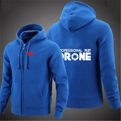 Dji Professional Pilot Drone Spring Autumn Casual Men's Solid Color Zipper Pullover Hoodie Coats Sportswear Fashion Long Sleeve