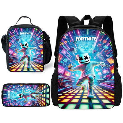 Child School Backpack with Lunch Bags ,Pencil Bags ,Hot Game Design-F-FortniteS School Bags for Boys Girls Best Gift