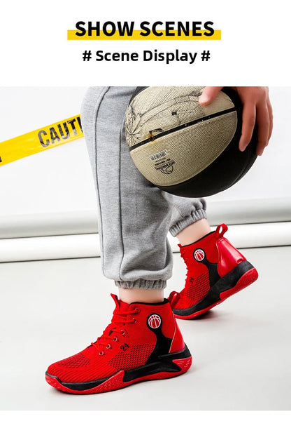 Large Size High-Top Sports Shoes Men's Casual Breathable Comfortable Thick-Soled Basketball and Running Shoes