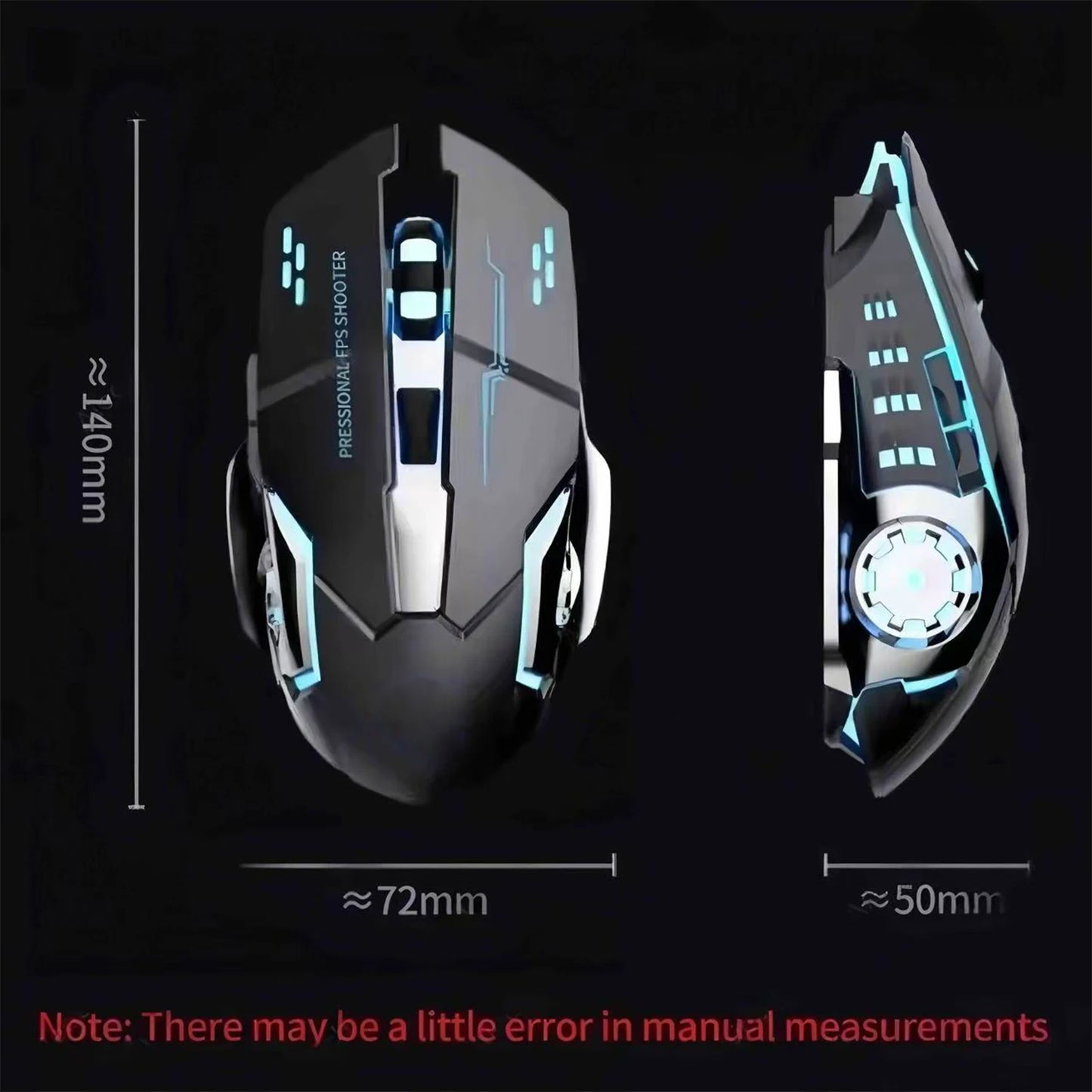 Bluetooth herní myš k počítači, dobíjecí bezdrátová myš USB, mechanická e-sportovní podsvícená myš PC Gamer pro počítač