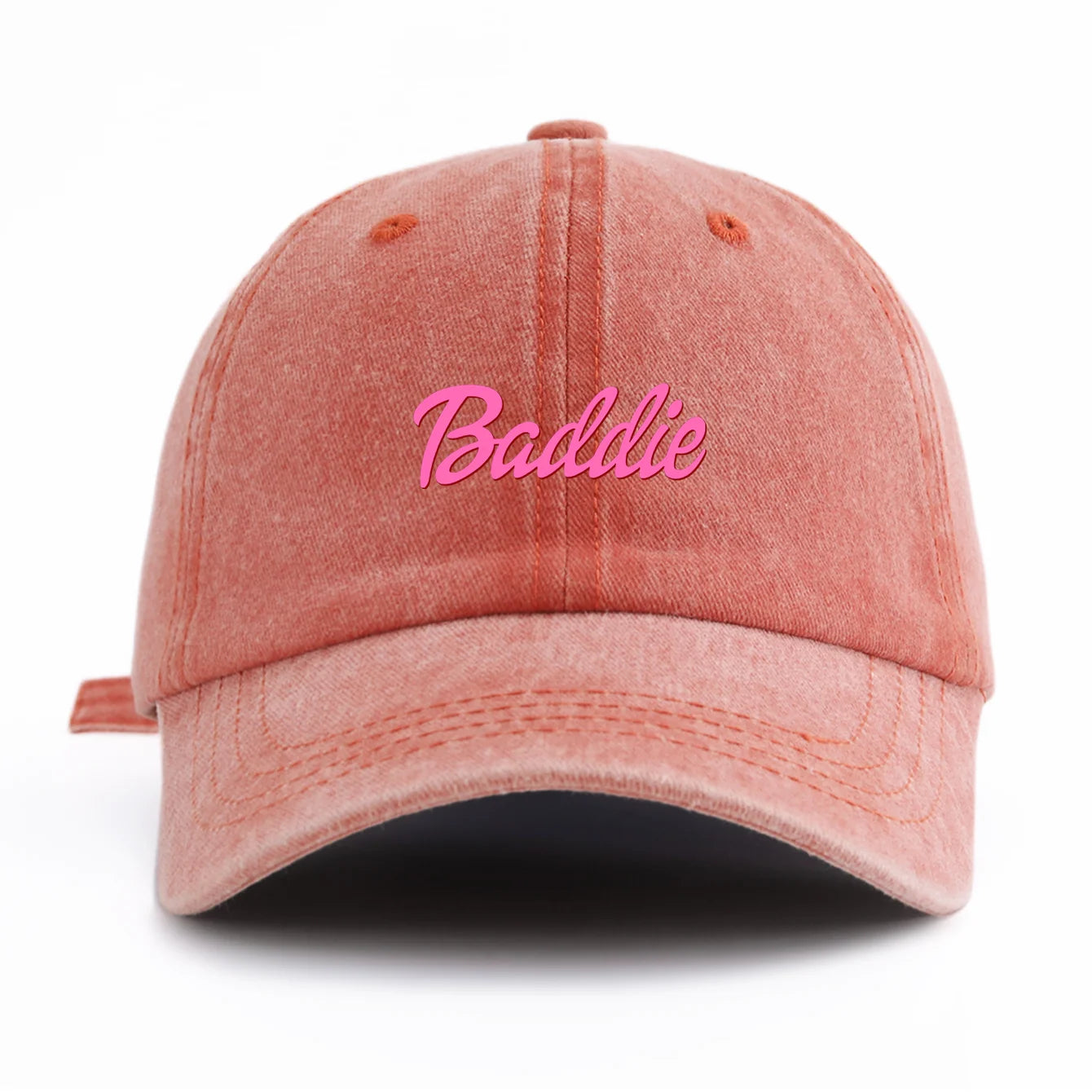 1pc Baddie Print Washed Baseball Cap for Adults,  Minimalist Retro Style Casual Soft Adjustable Dad Hat, Perfect As Gift