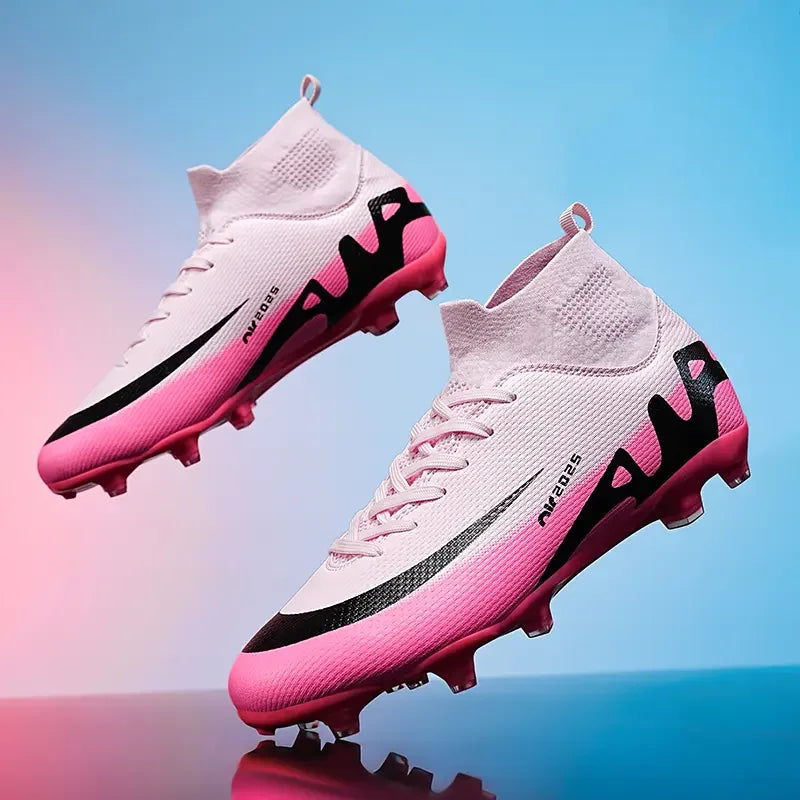 Men High Top Soccer Cleats Anti Slip Wear Resistant Firm Ground Breathable Comfortable Outdoor Grass Field Training Athletic