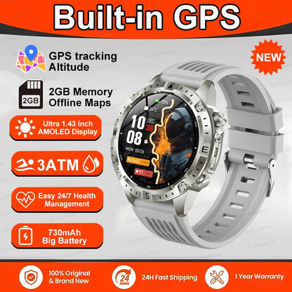 Smart Watch Men GPS Track High End watch Swim Waterproof Watches six axis sensor Sports 2GB Memory GPS Map Compass Smartwatch