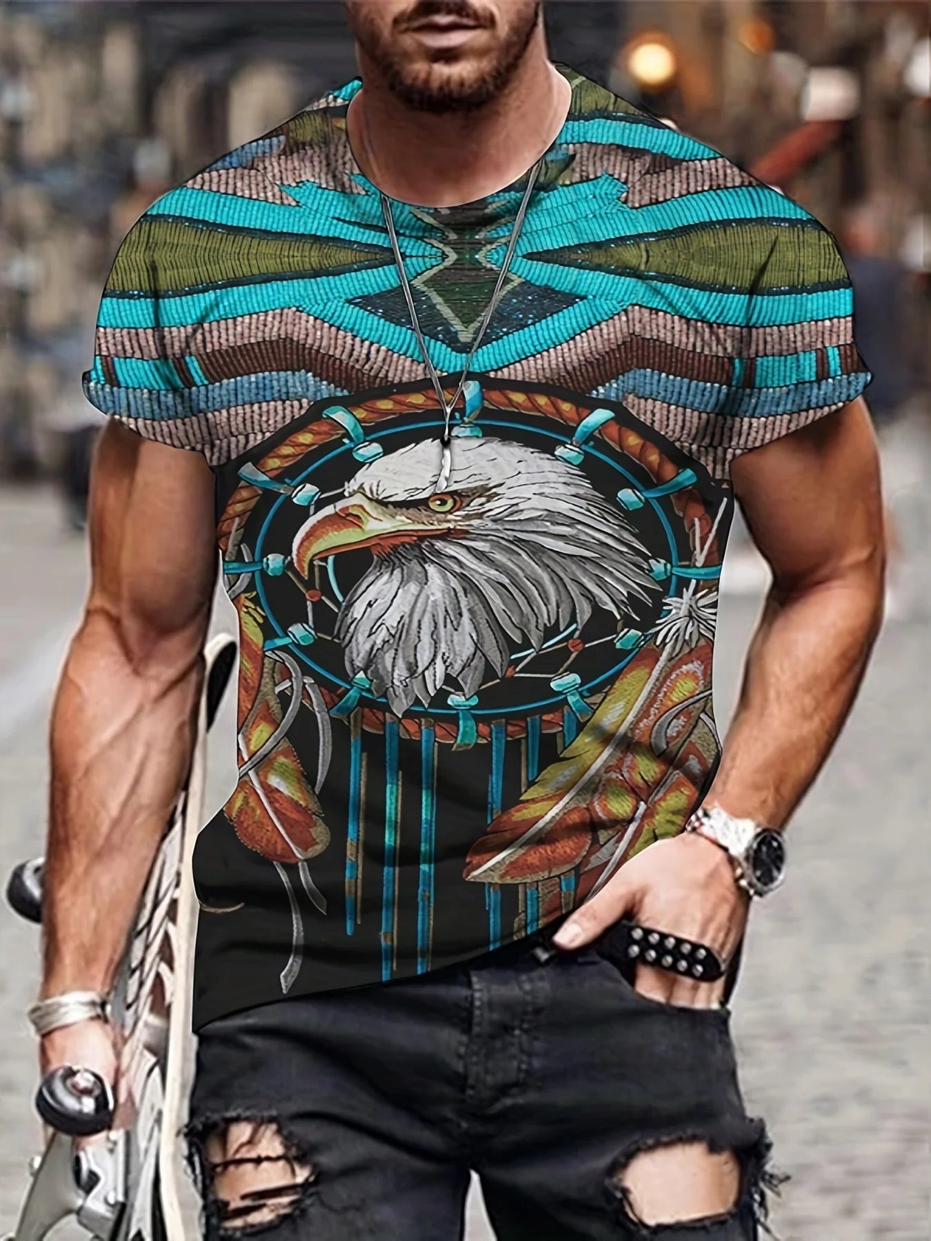 Fashion Eagle Graphic T Shirts Luxury T-Shirt Summer Men's T-Shirts Casual Tops Short Sleeve T-Shirt 3D Printing Men Clothing