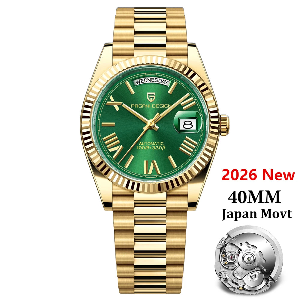 PAGANI DESIGN Men's Watches DD40 Gold White Luxury Automatic Watch Men Japan Movt Date Week Mechanical Watches For Men 2026 New
