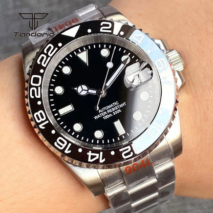 Tandorio 40mm Men's Automatic Watch Date Mechanical Miyota8215/PT5000 Movt Sapphire Business Waterproof Wristwatch Screw Crown