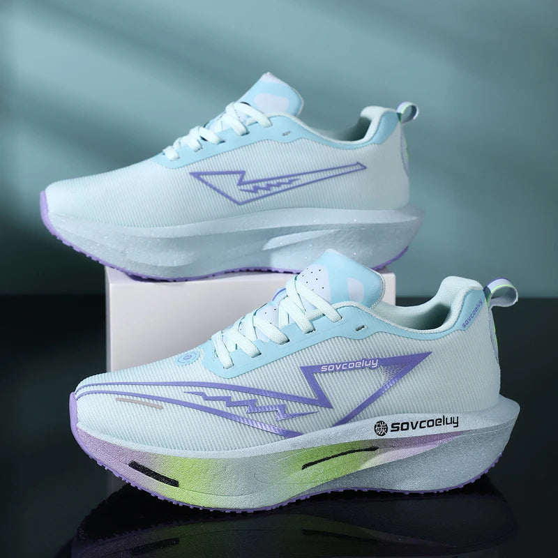 Sapatilhas de corrida com placa de carbono, especialidade maratona, para homem e mulher, desportivas, respiráveis, leves, confortáveis, atléticas e antiderrapantes