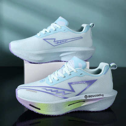Sapatilhas de corrida com placa de carbono, especialidade maratona, para homem e mulher, desportivas, respiráveis, leves, confortáveis, atléticas e antiderrapantes