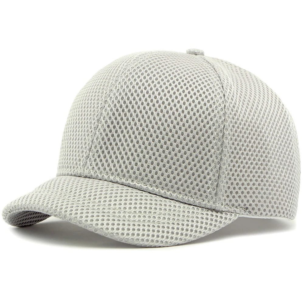 HT4828 5 cm Baseballkappe mit kurzer Krempe für Herren, 6-Panel-Baseballkappe, atmungsaktive Mesh-Trucker-Cap, Herren und Damen, einfarbig, schlichte Snapback-Cap