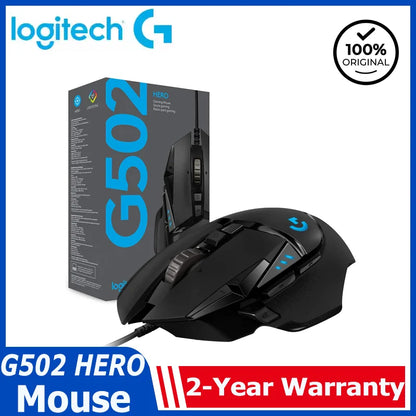 Logitech G502 HERO nagy teljesítményű vezetékes gamer egér HERO 25K érzékelővel, 25,600 DPI, RGB, állítható súlyok, 11 gomb, PC/Mac egér