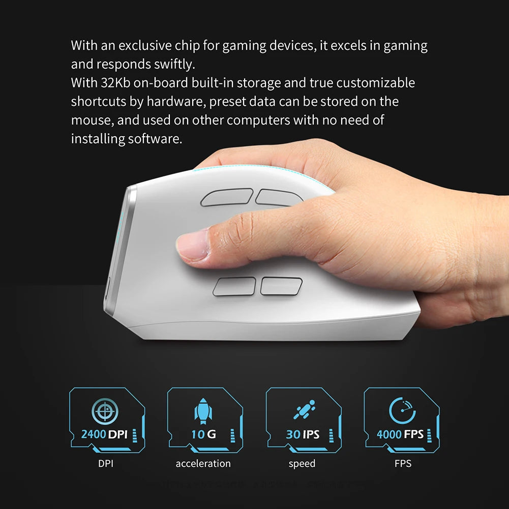 F-36 ergonomikus vertikális egér 2.4G+BT1+BT2 vezeték nélküli, jobb- és balkezes számítógépes gaming egér, optikai USB egér számítógéphez és laptophoz