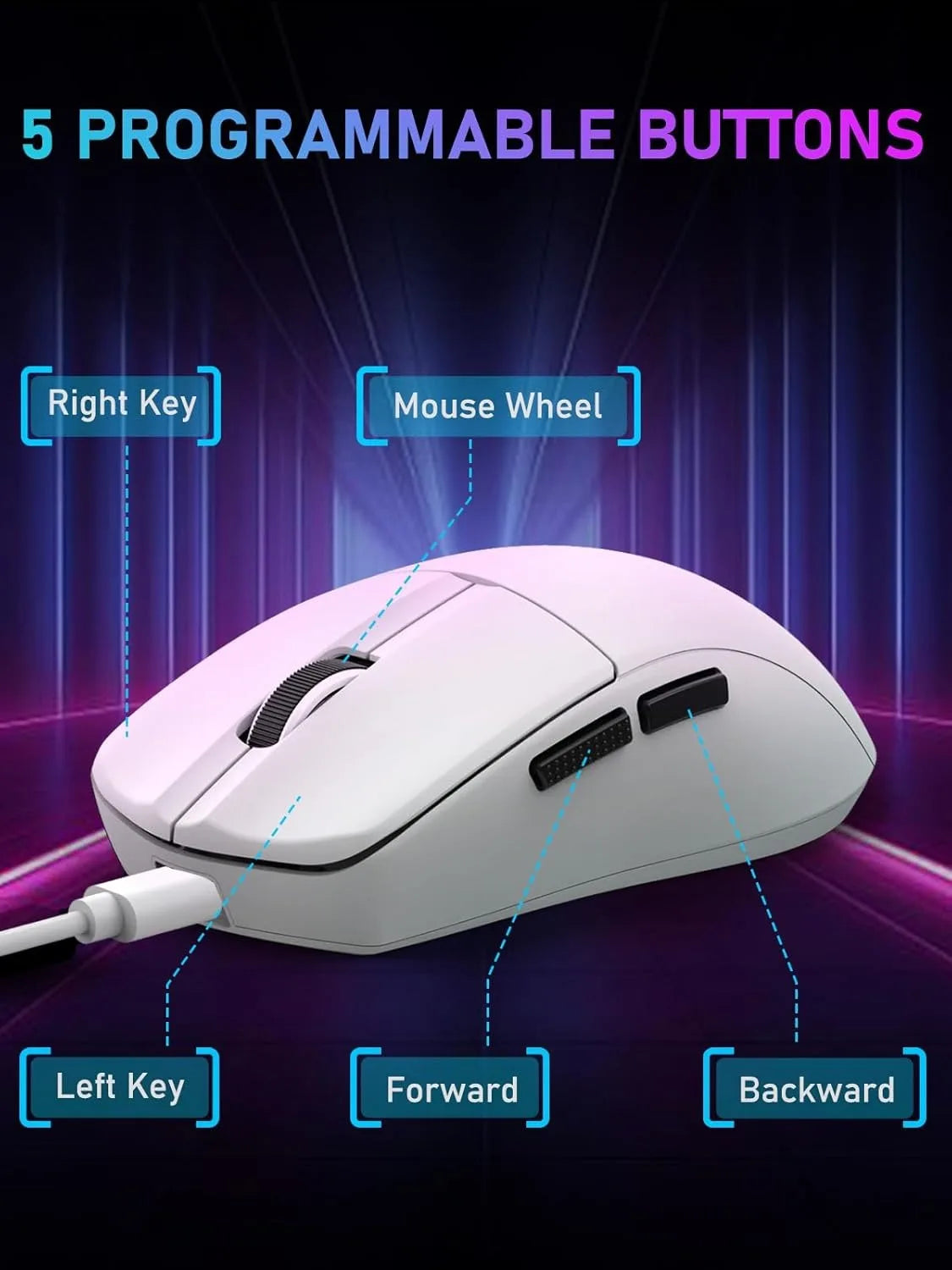 Ratón portátil ultraligero E-YOOSO con cable, ratón trimodo 2.4G /BT/USB-C recargable para ordenador portátil/PC/Mac