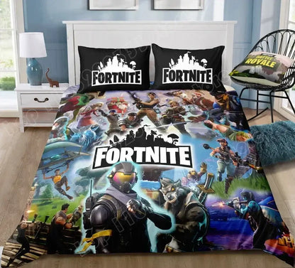 Fortnite Bedding Set Duvet Cover 3 Piece 3D Printed Bedroom Bedding Game Anime Cartoon Pillowcase Room Decoration Gifts