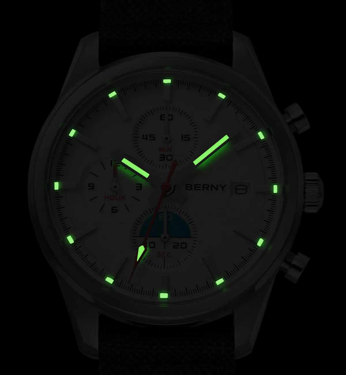 BERNY Chronograph Quartz Men Watch Luminous Miyota OS10 Top Luxury AR Coated Sapphire 5ATM Waterproof 2026 Sports Men’s Watches