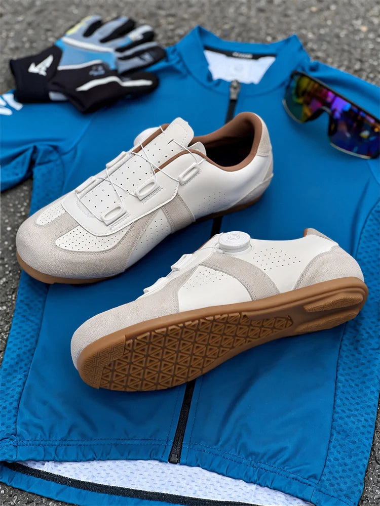 Women's Non-Lock Mountain Bike Shoes, No Cleats, Road Cycling RB Speed Rubber Sole Shoes, Men's Rubber Sole Cycling Shoes