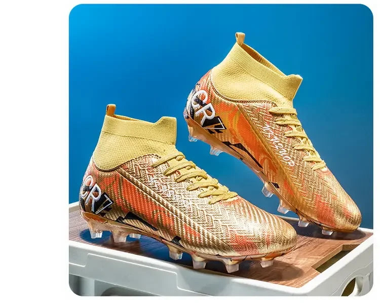 Unisex Teen Low Top Football Shoes Lightweight Elastic Sole Anti Slip Short Spikes Lawn Field Match Training Sneakers