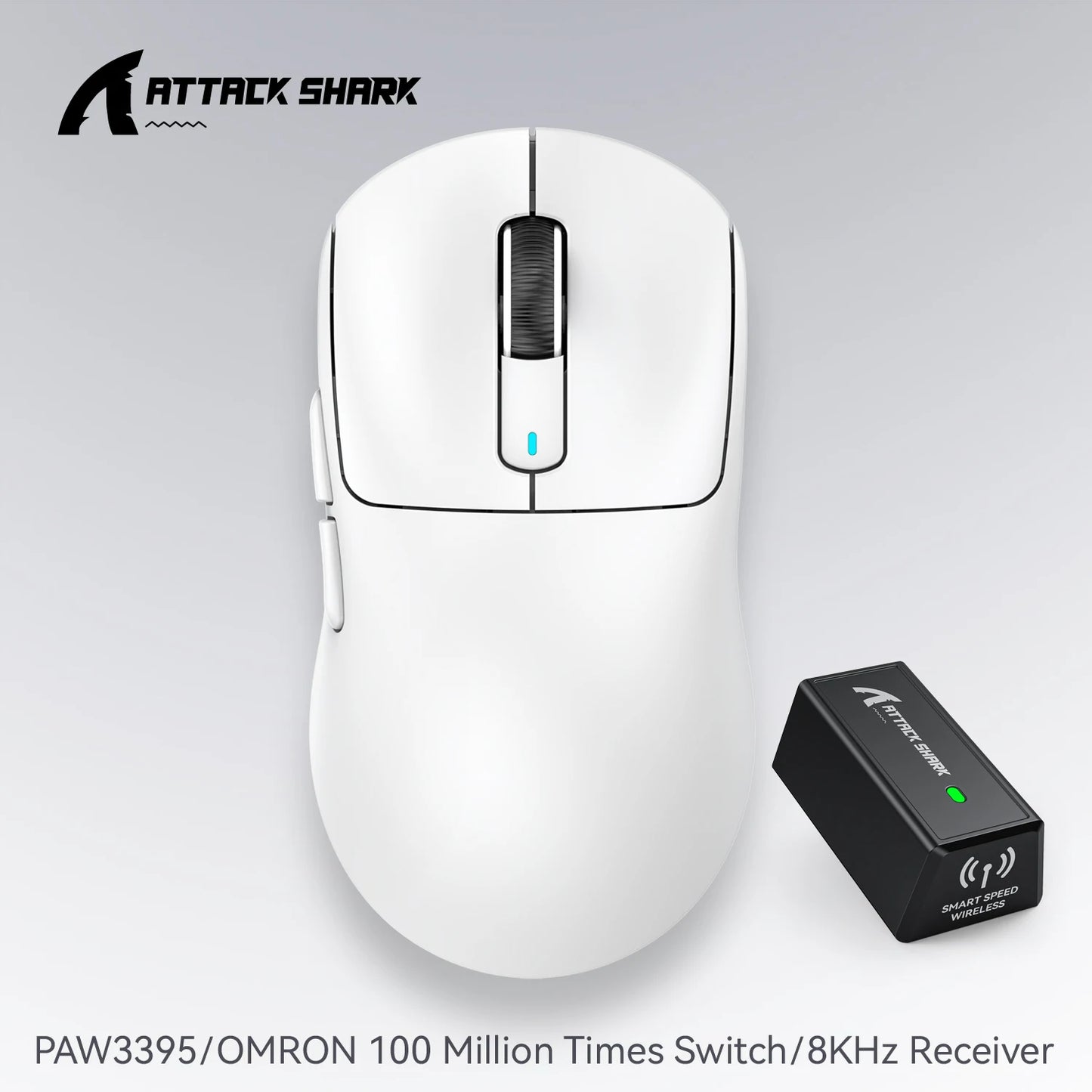 Atack Shark X3 PAW3395 Mouse Lightweight Wireless Gaming Mouse, Tri-Mode Mouse, 26K DPI PAW3395, PC/Laptop/Win/Mac