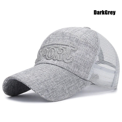 New Fashion Outdoor Sport Baseball Cap Casual Snapback Hats linen mesh fabric embroidery Suitable for spring  summer and autumn