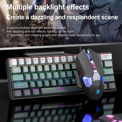 Teclado mecánico mini APAYADO K61, con cable, 61 teclas, Phantom RGB, negro/blanco, interruptor mecánico rojo/azul para gaming, portátil 60%