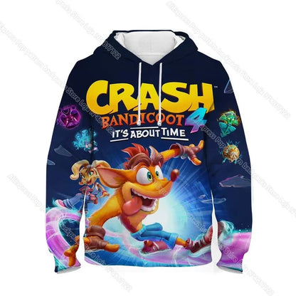 Dětské mikiny s kapucí Crash Bandicoot On the Run – jarní kolekce pro chlapce a dívky, mikiny s motivy z kreslených seriálů a anime, dětské svršky, kabáty a pulovry pro batolata
