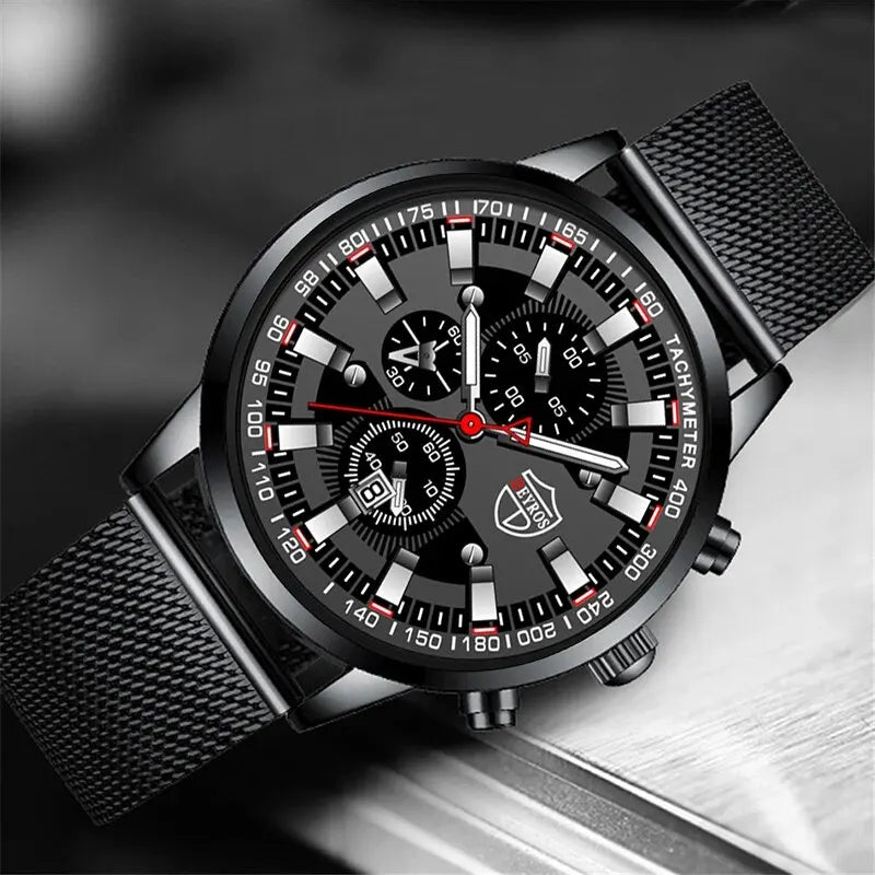 DEYROS Luxury Mens Business Quartz Wristwatch Calendar Fashion Men Casual Sports Watch for Men Gift
