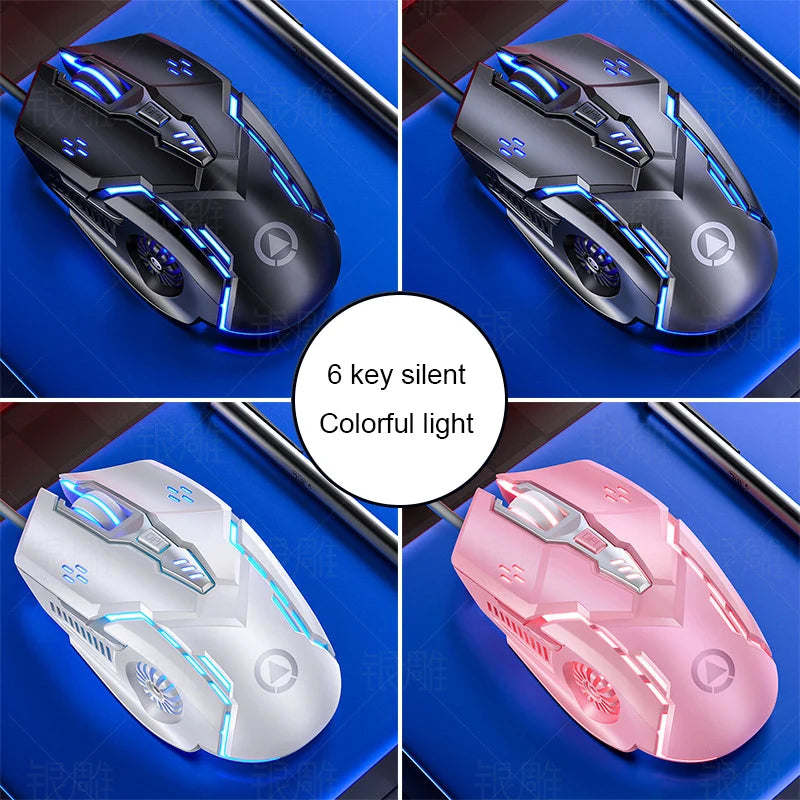 Žična gaming miška G5 z barvito osvetlitvijo ozadja, 6 gumbi, tihim delovanjem, 4-stopenjsko nastavitvijo in 3200 DPI RGB za računalnik in prenosnik