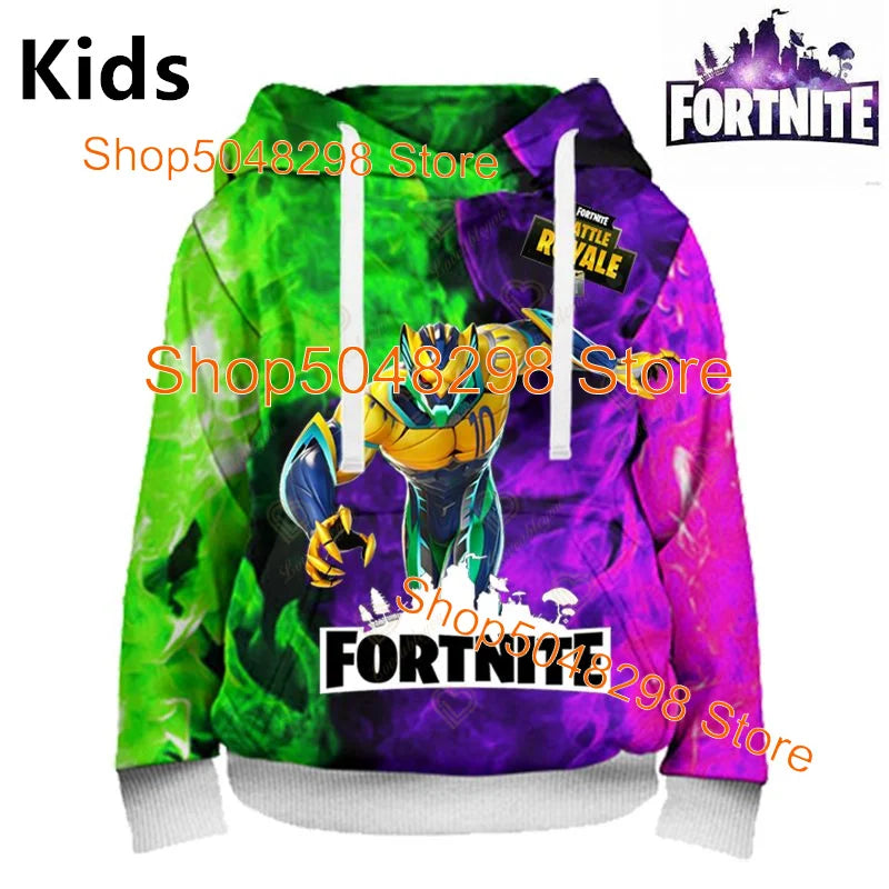 Hot Game Fortnite Hero Print Sweatshirt für Jungen und Mädchen, 3D-Kleidung, lässiger Kinder-Hoodie, für Kinder, Erwachsene, Herren und Damen, Frühlings- und Herbst-Pullover