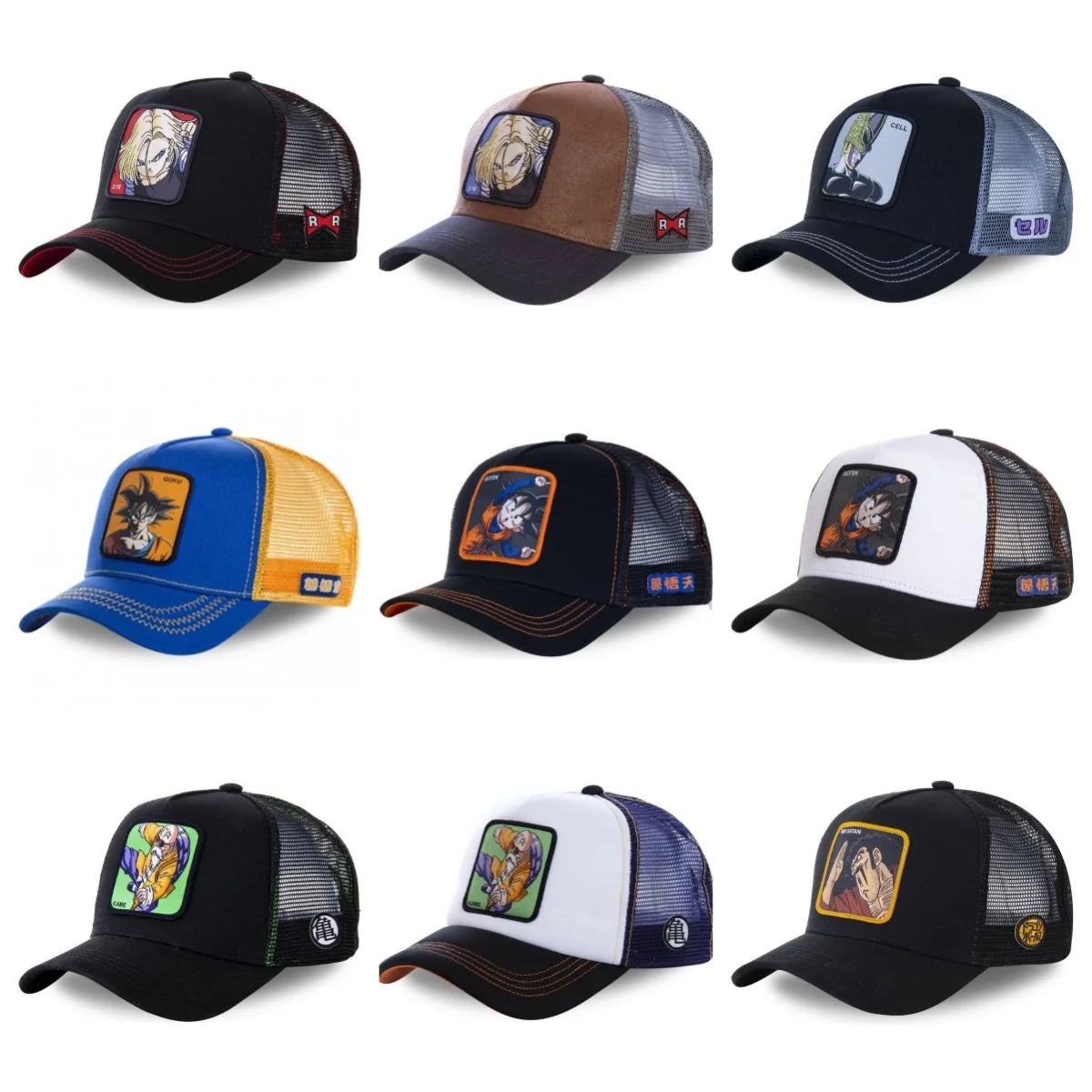 New Dragon Ball Son Goku Cap Summer Travel Peaked Cap Men's Embroidery Hip-Hop Cap Style Sun Visor Adjustable Trucker Mesh Cap