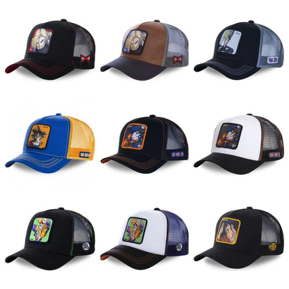 New Dragon Ball Son Goku Cap Summer Travel Peaked Cap Men's Embroidery Hip-Hop Cap Style Sun Visor Adjustable Trucker Mesh Cap