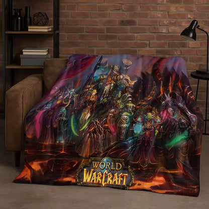 3D WOW World of Warcraft žaidimo „Demon Hunter Arthas“ animacinio stiliaus flanelinis pledas, itin minkštas pliušinis užklotas namams, miegamajam, lovai ir sofai