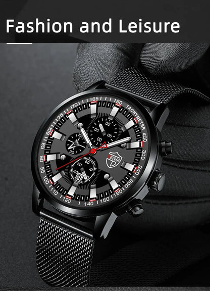 DEYROS Luxury Mens Business Quartz Wristwatch Calendar Fashion Men Casual Sports Watch for Men Gift
