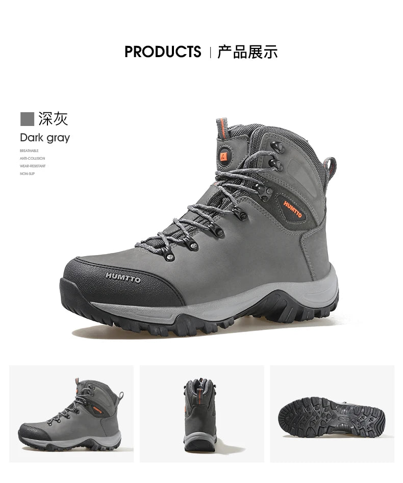HUMTTO Sapatilhas de Caminhada Impermeáveis para Homem, Botas de Caça Táticas de Deserto, Botas de Trekking pelo Tornozelo para Homem e Mulher, Quentes em Couro