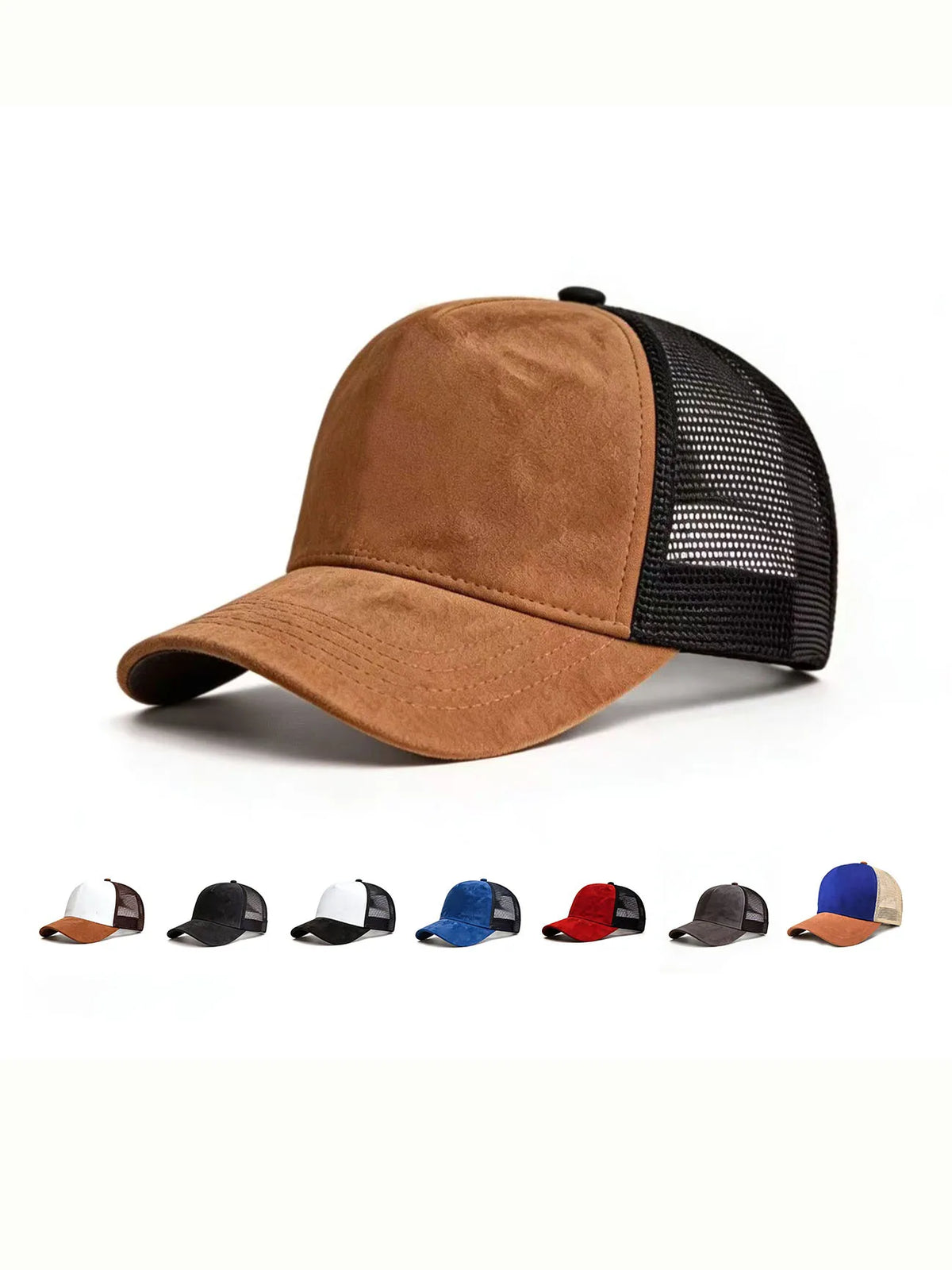 Summer Mesh Baseball Cap Women Men Solid Suede Cap Patch Snapback Hat Casual Breathable Unisex Street Hip Hop Trucker Caps