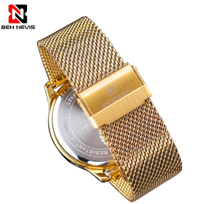 REWARD Business Watches Quartz Movement Fashion Men Gold Stainless Steel Watch Luxury Calendar Quartz Wrist Watch