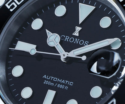 Cronos New 40mm Diver Men's Watches Luxury Miyota9015 Automatic Mechanical Watch Sapphire Crystal Waterproof 200m Adjustable Clasp L6045