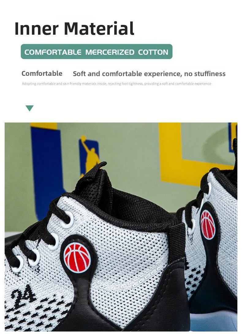 Large Size High-Top Sports Shoes Men's Casual Breathable Comfortable Thick-Soled Basketball and Running Shoes