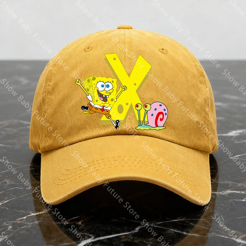 Spongebobs New Baseball Caps for Adult Cartoon Letter Fashion Man Women Washed Hat Summer Vintage Caps Anime Cute Birthday Gifts