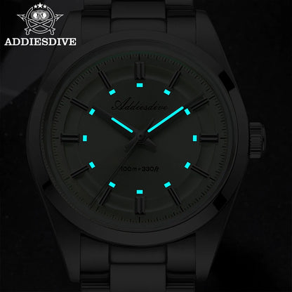 ADDIESDIVE – Luxury analogue men’s watch, VH31 quartz movement, domed crystal, water-resistant to 10 bar, BGW9 luminescent coating, steel case – Customisable model AD2515