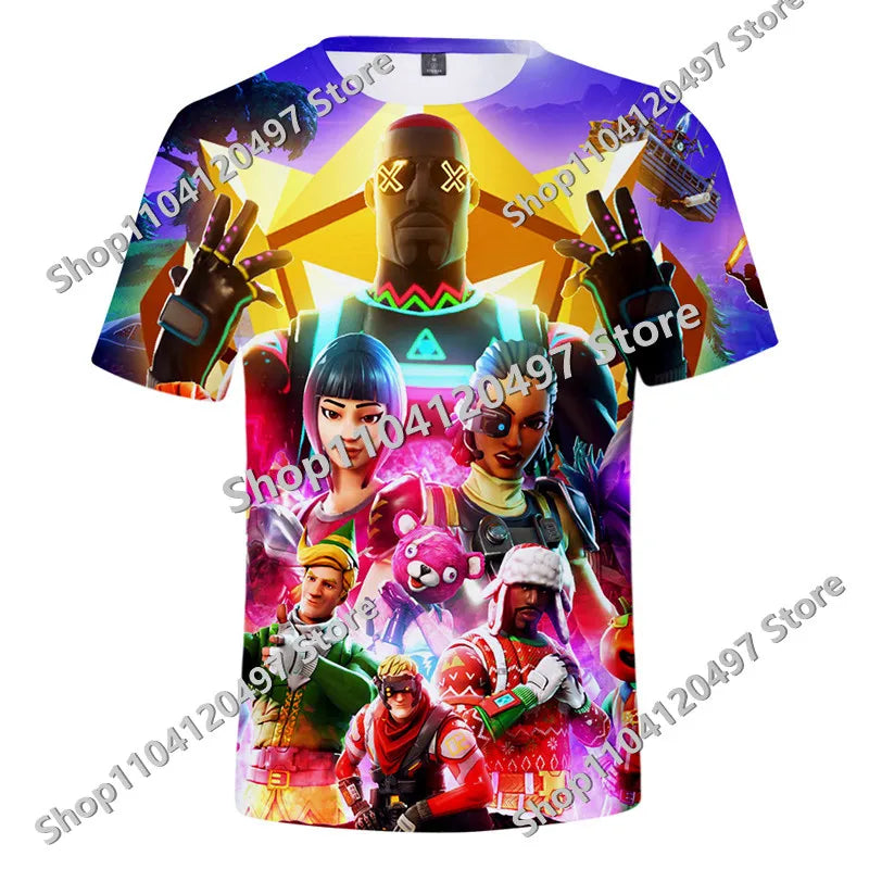 Fortnites Theme Birthday Number T-Shirt Summer Child White Clothes Cartoon Hot Game Short Sleeve Tees Casual Tops Funny Gifts