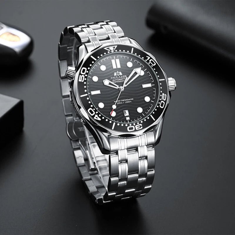 Luxury Automatic Watch for Men Stainless Steel Waterproof Calendar Mechanical Watches Fashion Casual Mens Watches Reloj Hombre