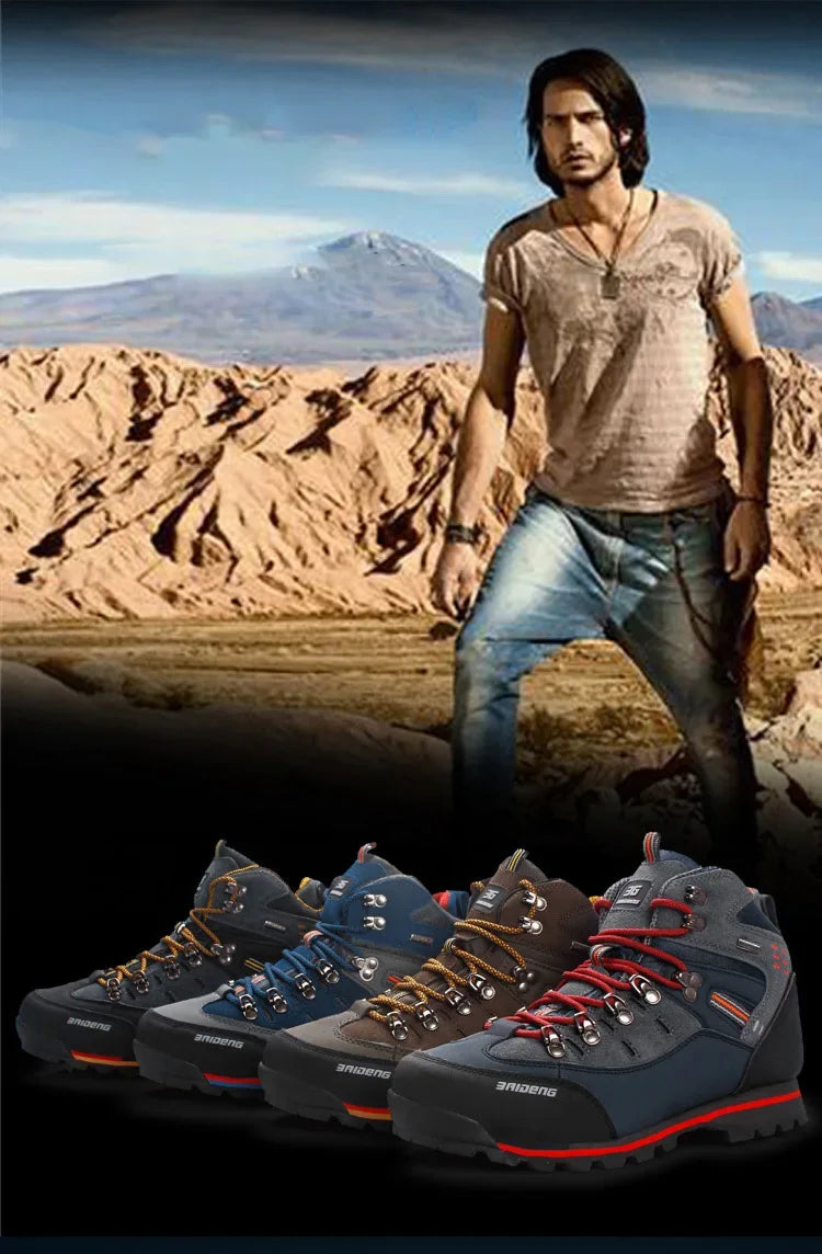 Lynjacye Mid-Cut 2025 New Waterproof Hiking Boots Training Shoes Men Sports Outdoor Non-Slip Woodland Hunting Work Shoes