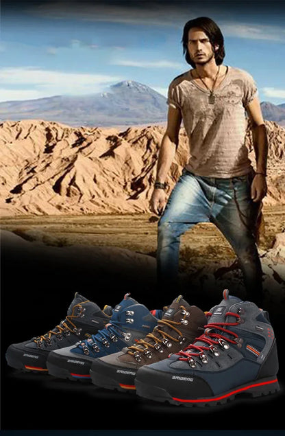 Lynjacye Mid-Cut 2025 New Waterproof Hiking Boots Training Shoes Men Sports Outdoor Non-Slip Woodland Hunting Work Shoes