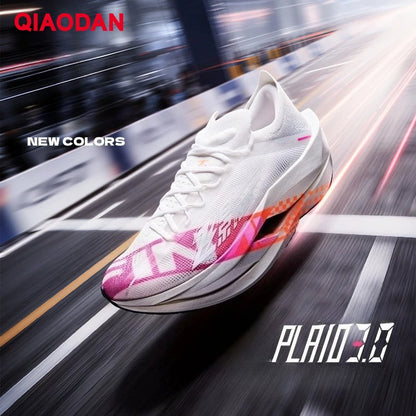 QIAODAN Feiying Plaid 3 Chaussures de course pour homme à semelle en carbone, baskets de marathon, chaussures de sport à amorti rebondissant QDB023262290