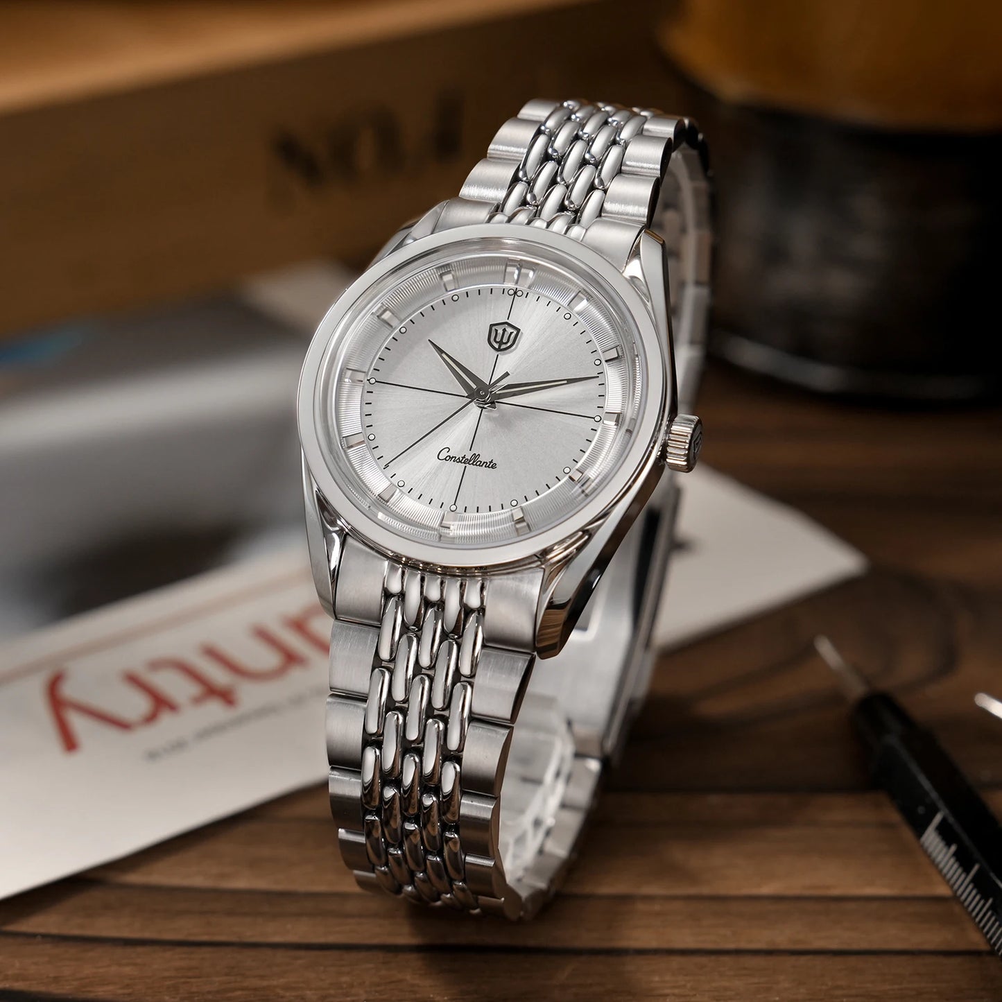 Watchdives WD1954 Arctic Classic 36mm Watch VH31Sweep Second Movement 316L Stainless Steel Watches Sapphire Crystal Luminova