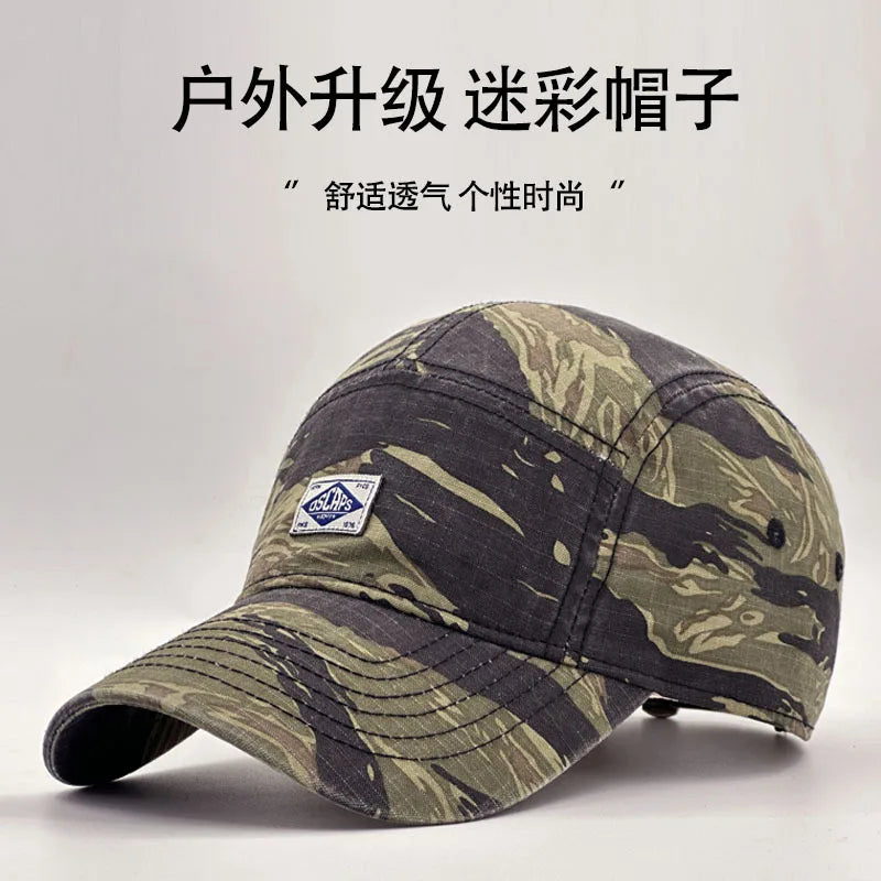Baseballkappe im Workwear-Stil mit Camouflage-Muster und kurzer Krempe für Damen und Herren, trendige Unisex-Outdoor-Sonnenkappe