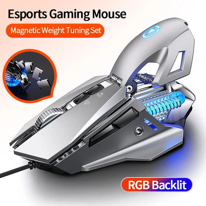 Kabelgebundene RGB-Esports-Gaming-Maus mit Hintergrundbeleuchtung, 200-7200 DPI einstellbar, USB-Kabelanschluss für PC, Laptop und FPS-Spiele