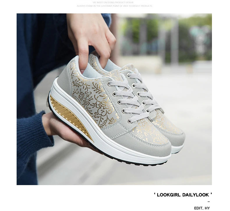 Damen-Leder-Sneaker, lässig, modisch und bequem – Plateau-Walking-Schuhe, Keilabsatz-Mokassins, atmungsaktive Loafer, Damenschuhe